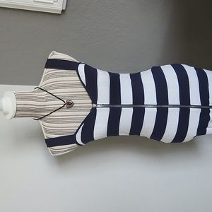 Nautical striped bodycon zipper dress cover-up